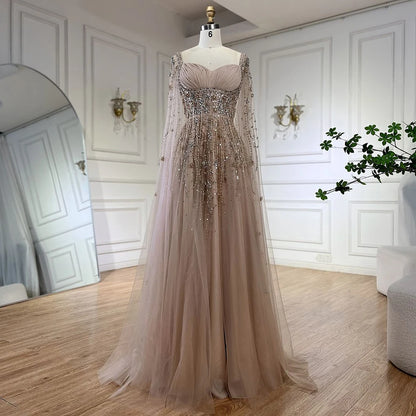 Champagne Dubai Evening Dresses Luxury Women Wedding Party Gown LA72390 - SERENE HILL