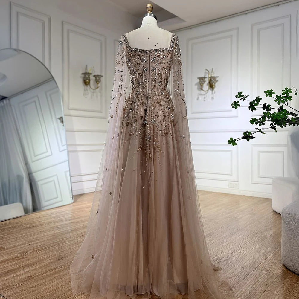 Champagne Dubai Evening Dresses Luxury Women Wedding Party Gown LA72390 Champagne / 12 Champagne Dubai Evening Dresses Luxury Women Wedding Party Gown LA72390 Champagne / 12
