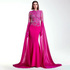 Serene Hill Arabic Fuchsia Mermaid Cape Sleeves Luxury Dubai Evening Dress Beaded With Gloves for Women&