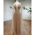 Serene Hill Arabic Gold A Line Cape Sleeves Beaded Luxury Dubai Long Evening Dresses Gowns 2025 For Women Wedding Party LA71941 - SERENE HILL