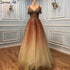 Serene Hill Arabic Gradual Change Red Evening Dresses Gowns 2025 Beaded Luxury A Line Sexy For Women Wedding Party LA70983 - SERENE HILL