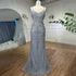 Serene Hill Arabic Grey Mermaid Spaghetti Straps Elegant Evening Dresses Gowns Luxury Beaded 2025 For Woman Party LA71652 - SERENE HILL