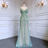 Serene Hill Arabic Grey Mermaid Spaghetti Straps Elegant Evening Dresses Gowns Luxury Beaded 2025 For Woman Party LA71652 - SERENE HILL