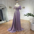 Serene Hill Arabic Lilac Mermaid Elegant Satin Beaded Luxury Dubai Gray Evening Dresses Gowns For Women Wedding Party LA72583 - SERENE HILL