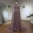 Luxury Dubai Caramel Beaded Mermaid Evening Dress with Cape Sleeves LA72138 - SERENE HILL