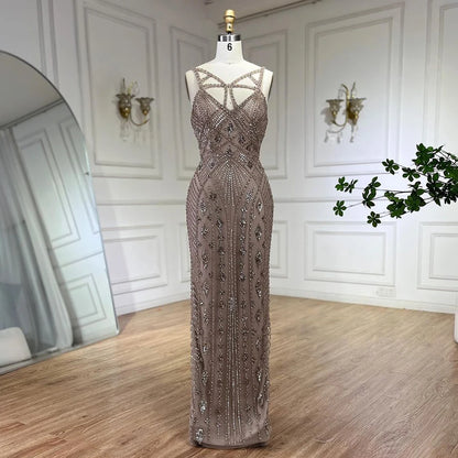 Serene Hill Arabic Luxury Dubai Mermaid Elegant Lilac Shawl Yarn Beaded Evening Dresses Gowns 2025 For Women Party LA72186 - SERENE HILL