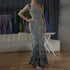 Luxury Dubai Arabic Nude Spaghetti Strap Mermaid Luxury Pearls Beaded Evening Gown for Women | Wedding Party LA72606A - SERENE HILL