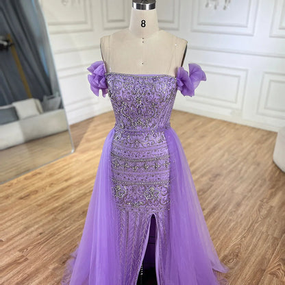 Caramel Beaded Evening Dress with Detachable Overskirt LA72603 - SERENE HILL
