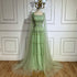 Luxury Dubai Arabic Sage Green Evening Gown with Cape Sleeves LA72595 - SERENE HILL