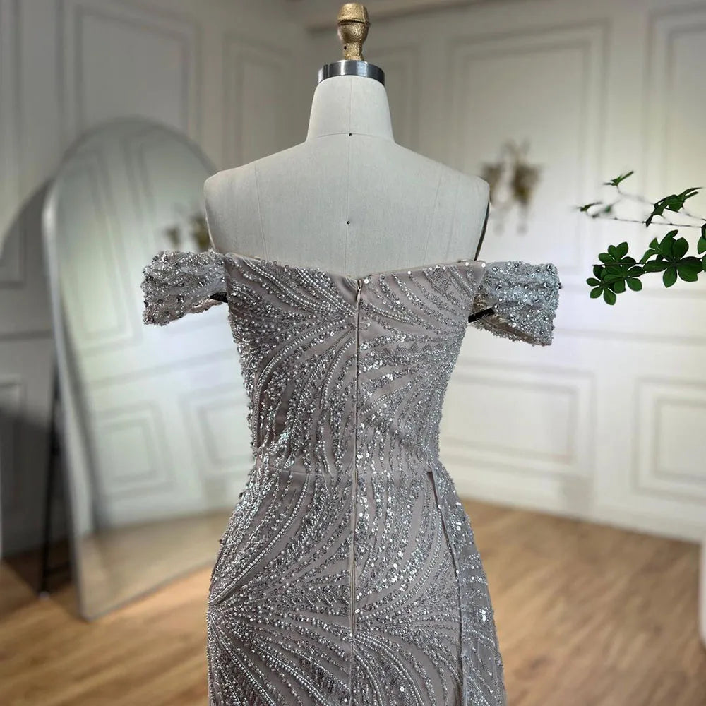 Luxury White Nude Mermaid Split Evening Dress LA72262 - SERENE HILL