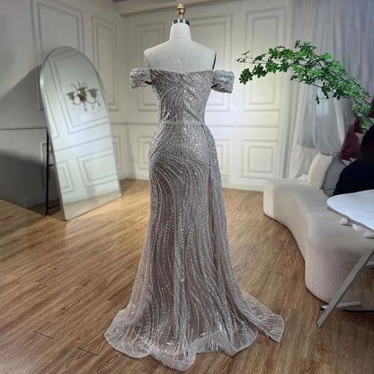 Luxury White Nude Mermaid Split Evening Dress LA72262 - SERENE HILL