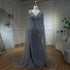 Luxury Dubai Turquoise Mermaid Evening Dresses with Cape V-Neck LA72239 - SERENE HILL