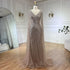 Luxury Dubai Turquoise Mermaid Evening Dresses with Cape V-Neck LA72239 - SERENE HILL