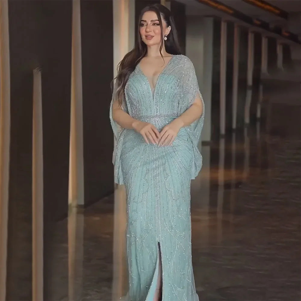 Luxury Arabic Tiffny Mermaid Beaded Evening Dresses Gowns LA72288A - SERENE HILL