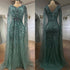 Serene Hill Arabic Turquoise Mermaid Beaded Cape Sleeves Elegant Evening Dresses Gowns 2025 For Women Wedding Party LA72168 - SERENE HILL
