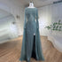 Luxury Dubai Mermaid Turquoise Evening Dress with Cape Sleeves LA72246 - SERENE HILL