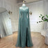 Serene Hill Arabic Turquoise Mermaid Cape Sleeves Split Beaded Evening Dresses Gowns For Woman Wedding Party 2025 LA72381 - SERENE HILL