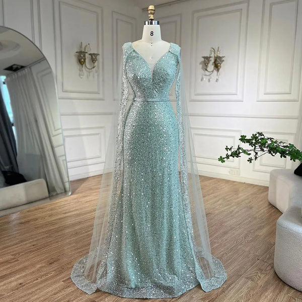 Serene Hill Arabic Turquoise Mermaid Dubai Evening Dress with Elegant SERENE HILL Serene Hill Arabic Turquoise Mermaid Dubai Evening Dress with Elegant SERENE HILL