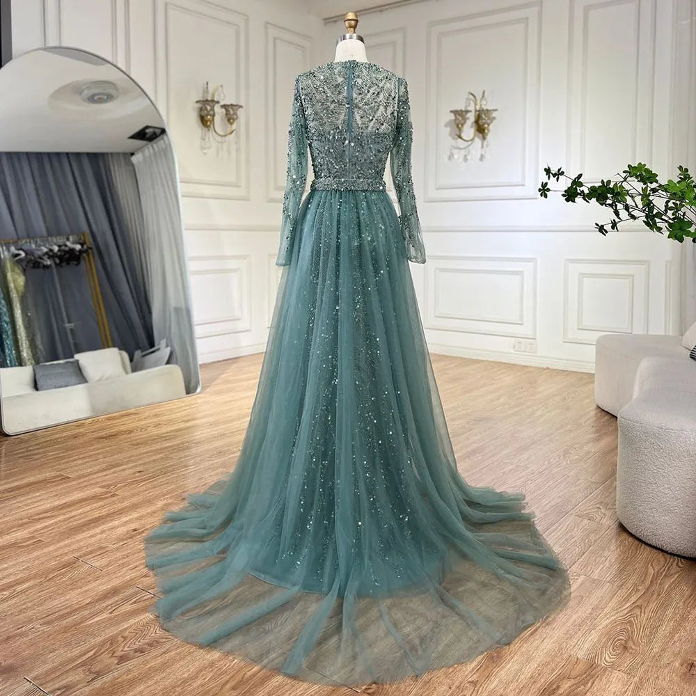 evening dress turquoise Turquoise Satin Lace Ball Gown Formal Prom Dress EN5407 Size 8 / Turquoise main image 0