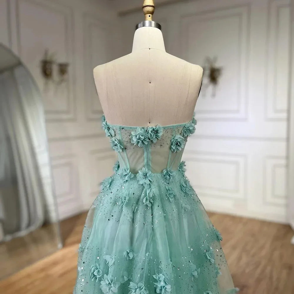 Serene Hill Arabic Turquoise Appliques Elegant A Line Long Evening Dresses Gowns for Women Wedding Party 2025 LA72445 - SERENE HILL