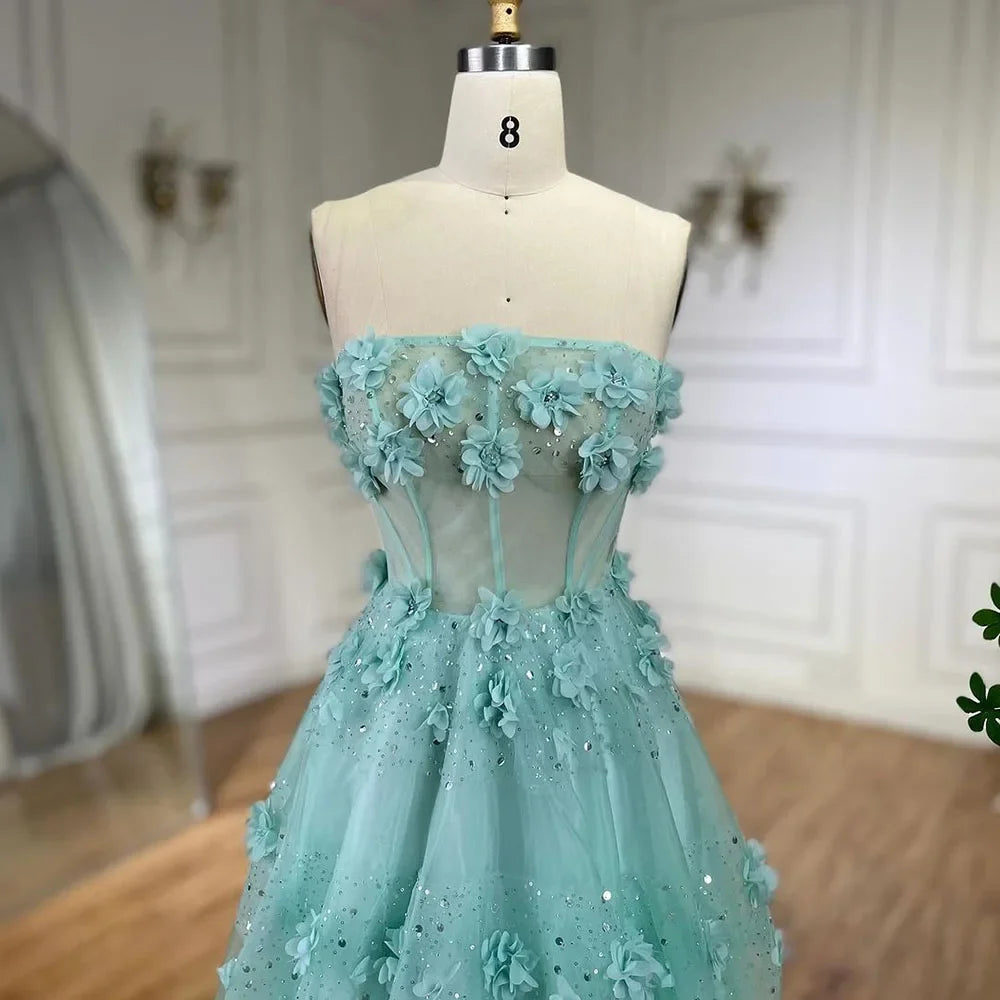 Serene Hill Arabic Turquoise Appliques Elegant A Line Long Evening Dresses Gowns for Women Wedding Party 2025 LA72445 orange / 2