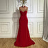 Serene Hill Arabic Wine Red Mermaid Elegant Satin Beaded Luxury Dubai Evening Dresses Gowns For Women Wedding Party 2025 LA72556 - SERENE HILL