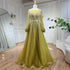 Serene Hill Arabic Yellow A Line Elegant Beaded Luxury Dubai Evening Dresses Gowns For Women Wedding Party 2025 LA72300 - SERENE HILL