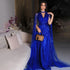 Serene Hill Arabic blue A Line Elegant Cape Sleeves Beaded Evening Dresses Luxury Gowns 2025 For Women Wedding Party LA72171 - SERENE HILL