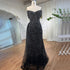 Serene Hill BlacK Mermaid Sexy High Split Crystal Beaded Luxury Evening Dresses Gowns 2025 For Women Wedding Party LA72150 - SERENE HILL