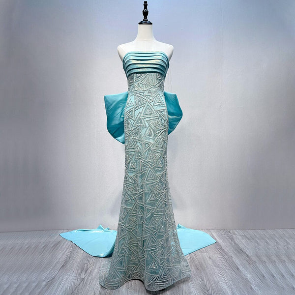 Serene Hill Blue Beaded Mermaid Evening Dresses 2025 Elegant Gowns for Women Engagement Party LA72110