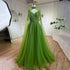 Serene Hill Arabic Blue Cape Sleeves A Line Beaded Luxury Dubai Evening Dresses Wedding Party Gowns For Women 2025 LA72191 - SERENE HILL