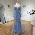 Serene Hill Blue Elegant Mermaid Dubai Arabia Luxury Beaded Pearls Evening Dresses Gowns 2025 For Women Wedding Party LA72264 - SERENE HILL
