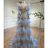 Serene Hill Blue Feathers Luxury Beaded A Line Long Sleeves Elegant Evening Dress 2025 For Women Formal Party Gown LA71816 - SERENE HILL