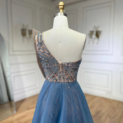 Serene Hill Blue High Split With Overskirt Mermaid Luxury Beaded Dubai Evening Dresses for Women Wedding Party 2025 LA71921A - SERENE HILL