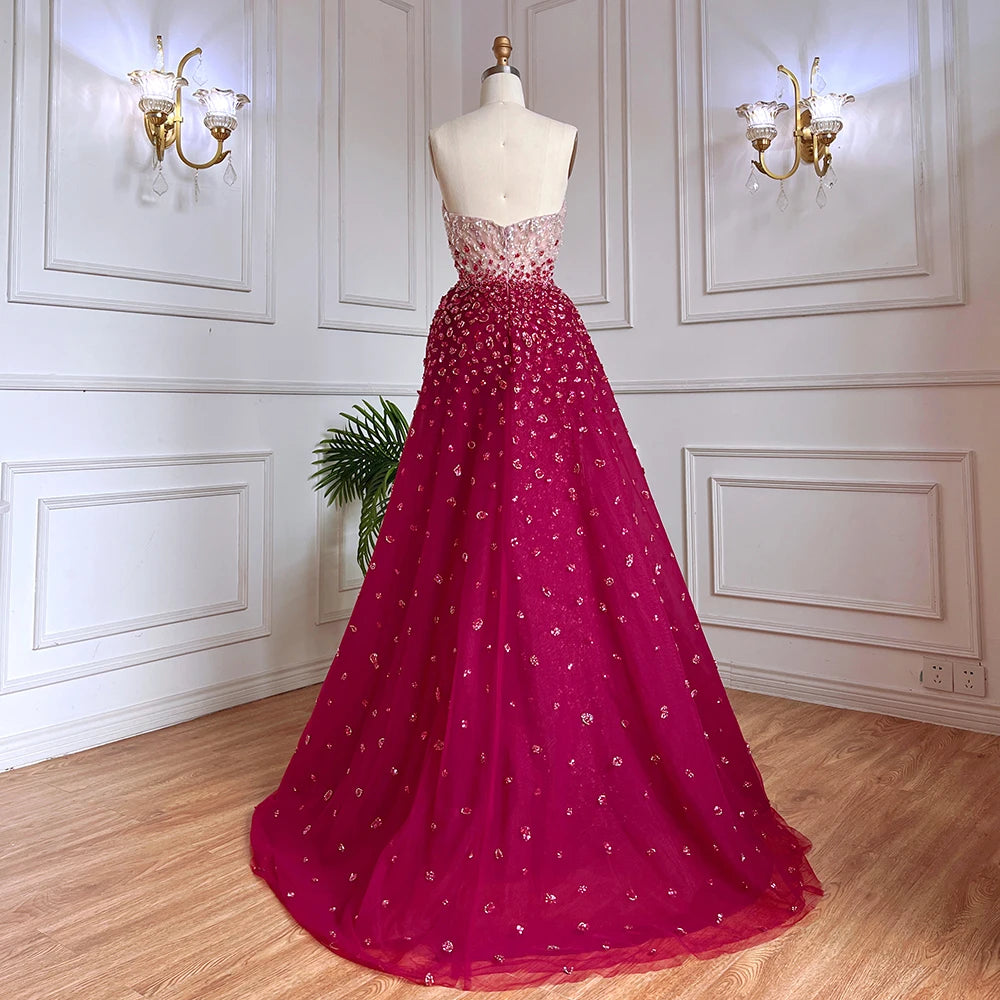 Serene Hill Blue Mermaid High Split With Skirt Sweetheart Beaded Party Dresses Formal Women Evening LA71796 - SERENE HILL
