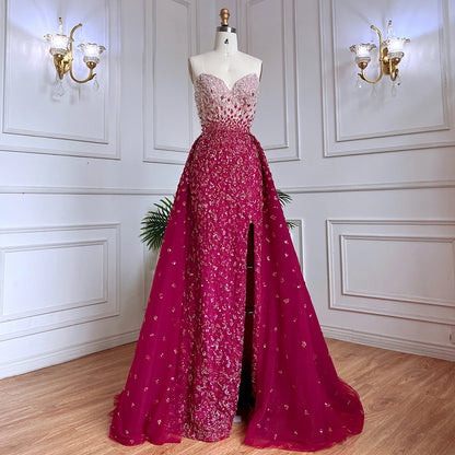 Serene Hill Blue Mermaid High Split With Skirt Sweetheart Beaded Party Dresses Formal Women Evening LA71796 - SERENE HILL