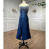 Navy Blue Spaghetti Straps Midi Evening Dress LA71788 - SERENE HILL
