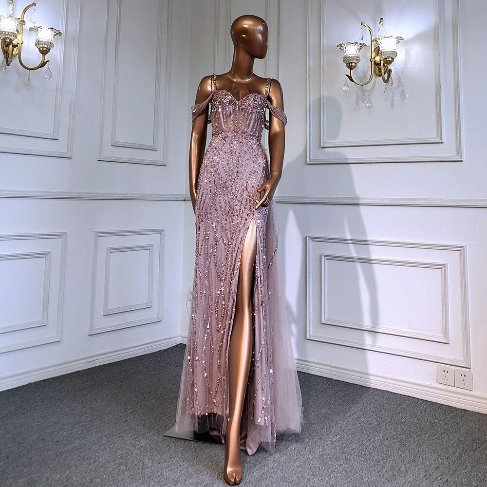 Luxury Mermaid Pink Evening Dresses for Women Wedding Party LA71571 - SERENE HILL