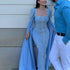 Luxury Blue Mermaid Muslim Evening Dresses with Cape Sleeves LA72050 - SERENE HILL
