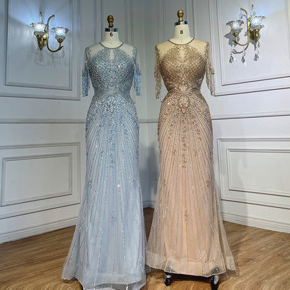 Serene Hill Caramel Cap Sleeves Tassel Mermaid Beaded Evening Dresses Wedding Party Gowns For Mother of the Bride 2025 LA72069 - SERENE HILL
