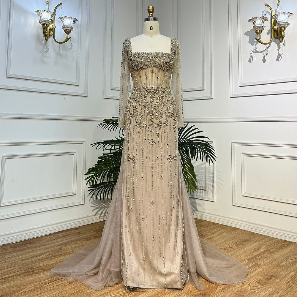 caramel prom dress Crystal Mermaid Prom Dress in Caramel