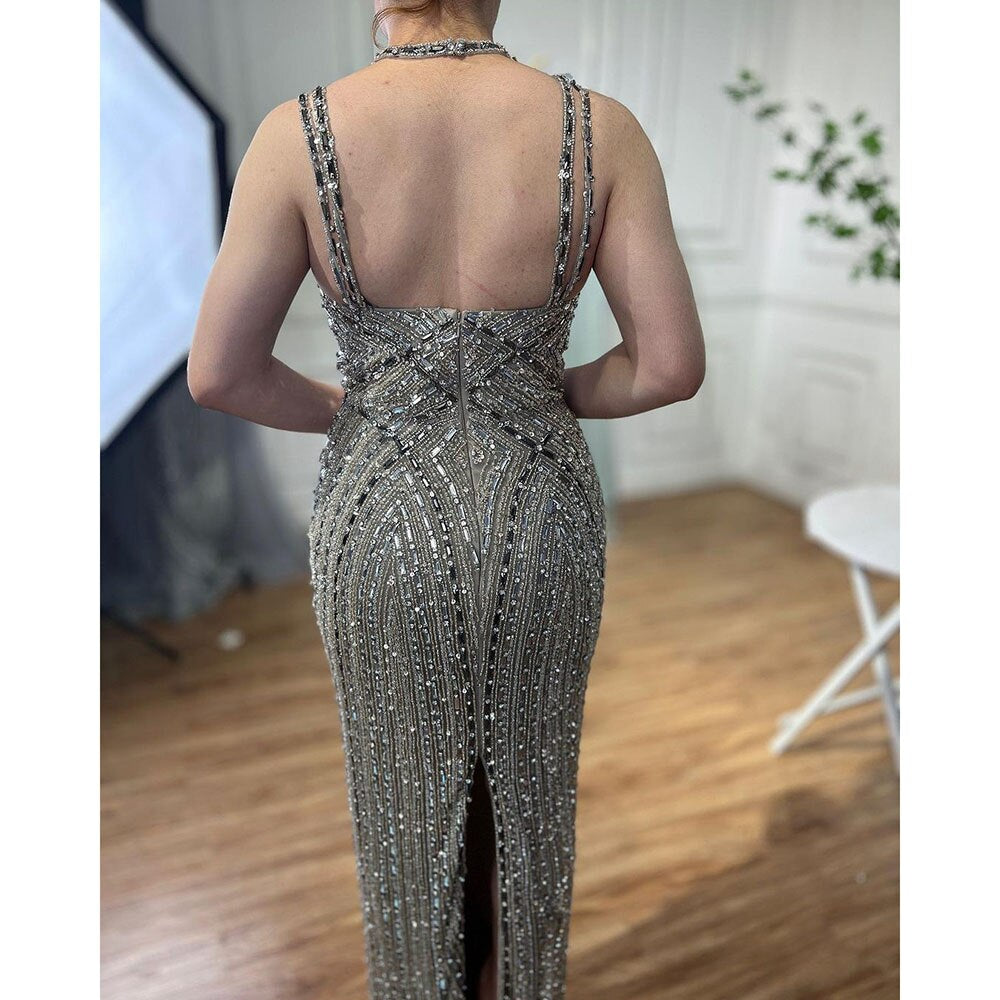 Serene Hill Caramel Mermaid Cape Sleeves Evening Dresses Luxury Beaded Arabic Party Gowns 2025 For Women LA72053A - SERENE HILL