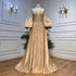 Serene Hill Champagne Luxury Mermaid Evening Dresses Long Gowns with Half Purr Sleeves and Elegant for Women Party LA71120 - SERENE HILL