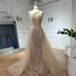 Luxury Dubai Nude Mermaid Green Evening Gown with Elegant One Shoulder Overskirt for Formal Occasion LA72031A - SERENE HILL