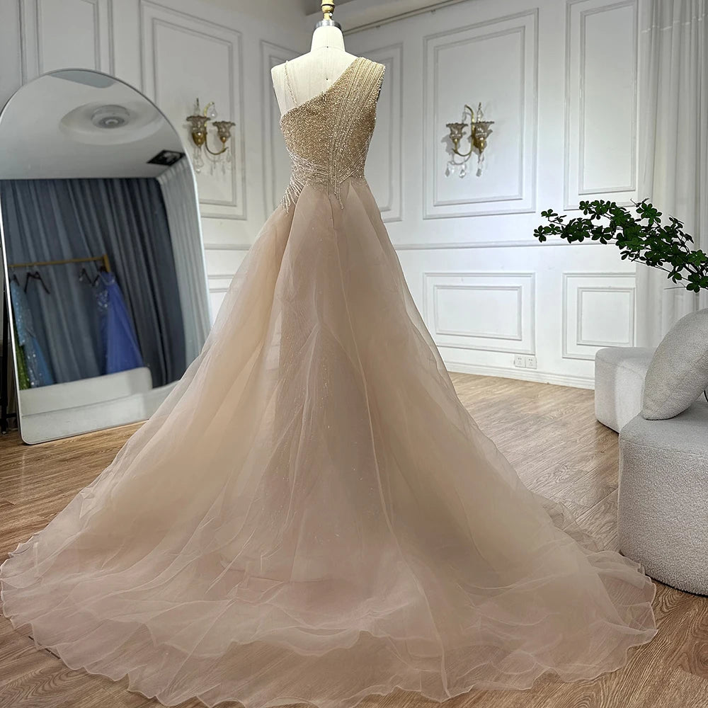 Luxury Dubai Nude Mermaid Green Evening Gown with Elegant One Shoulder Overskirt for Formal Occasion LA72031A Green / 12 Luxury Dubai Nude Mermaid Green Evening Gown with Elegant One Shoulder Overskirt for Formal Occasion LA72031A Green / 12