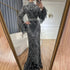 Luxury Dubai Muslim Red Mermaid Black Evening Dress with Cape Sleeves and Beaded for Formal Occasion LA72316C - SERENE HILL