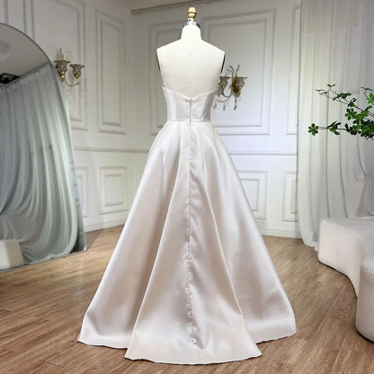 Luxury Beaded Butterfly Beige Evening Dresses for Women Wedding 2025 Elegant Sweetheart Satin Prom Party Gowns LA72195 - SERENE HILL