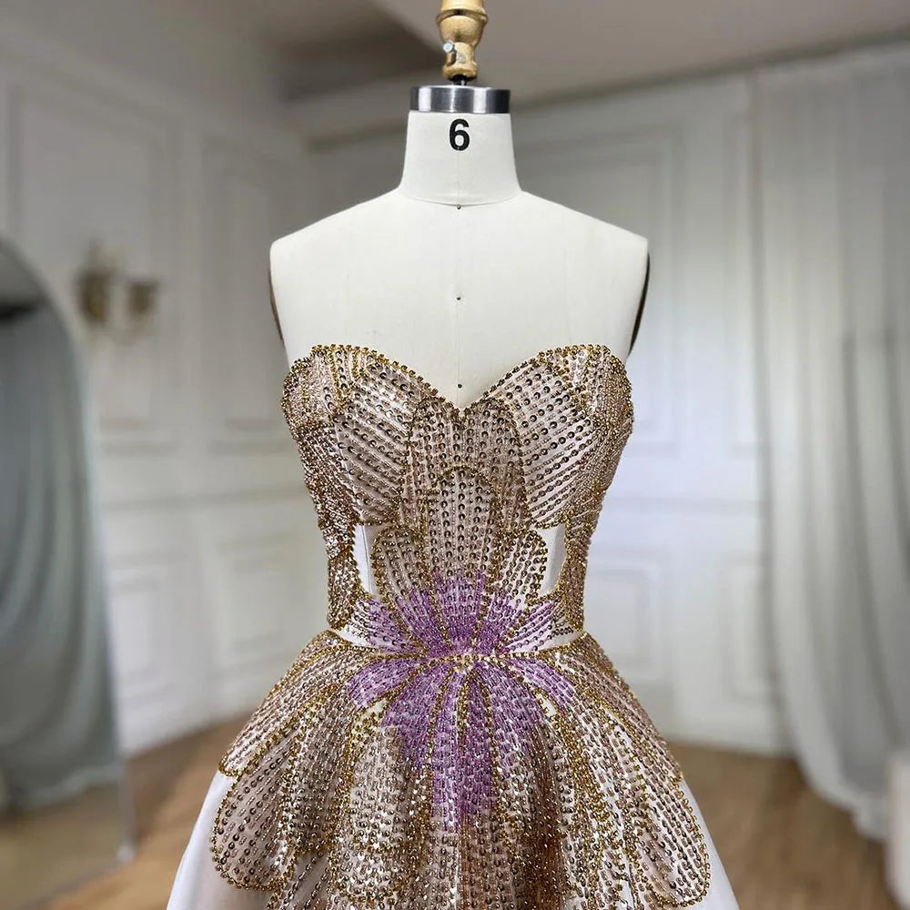 Luxury Beaded Butterfly Beige Evening Dresses for Women Wedding 2025 Elegant Sweetheart Satin Prom Party Gowns LA72195 - Beige / 2 Luxury Beaded Butterfly Beige Evening Dresses for Women Wedding 2025 Elegant Sweetheart Satin Prom Party Gowns LA72195 - Beige / 2