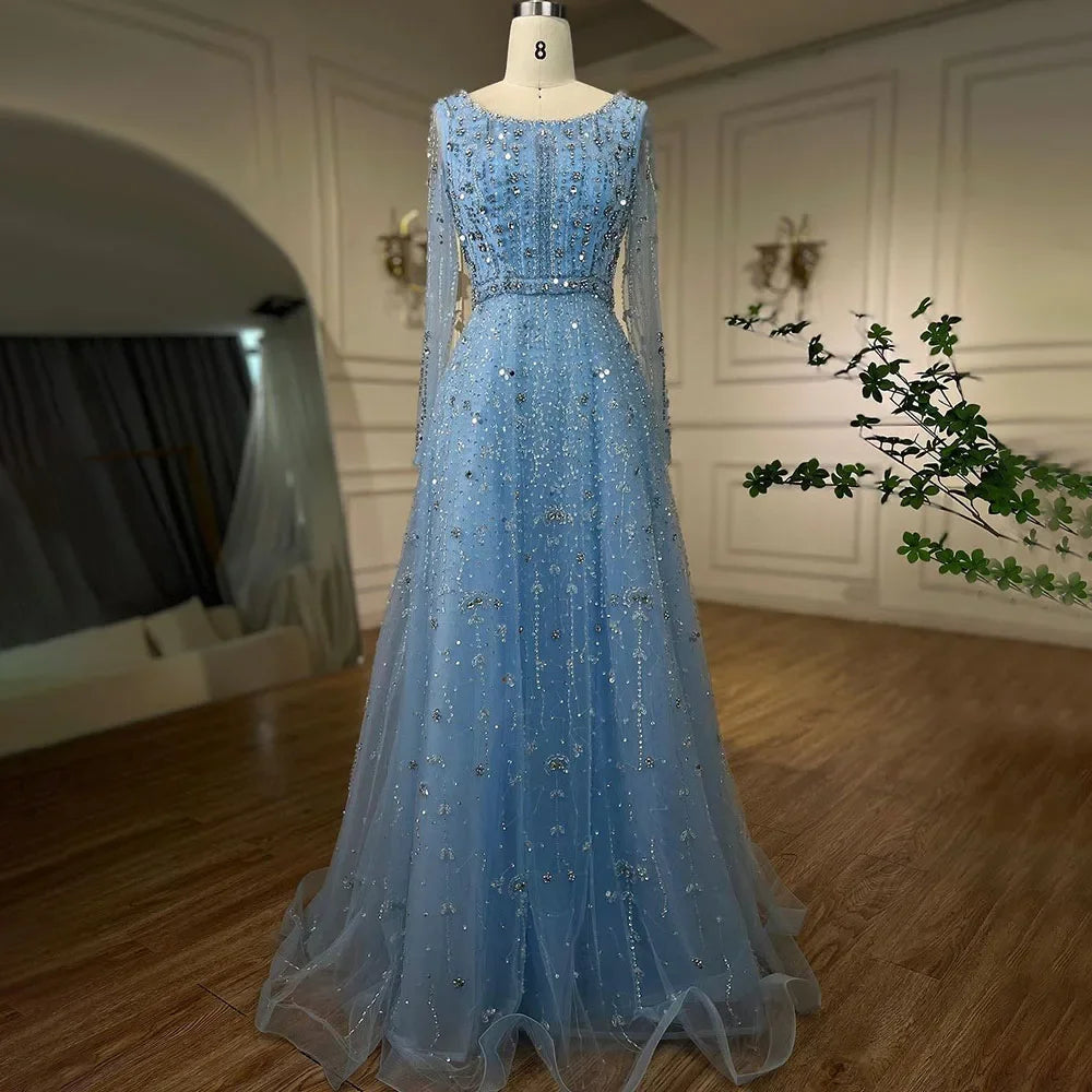 Dubai Designer Luxury Nude A-Line Beaded Evening Dress LA72088 Nude / 16W