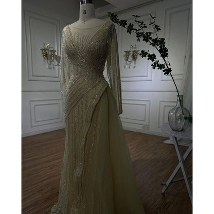 Serene Hill Dubai Arabic Designer Luxury Turquoise Mermaid Beaded Evening Dresses Gowns For Women Wedding Party 2025 LA72124 - SERENE HILL